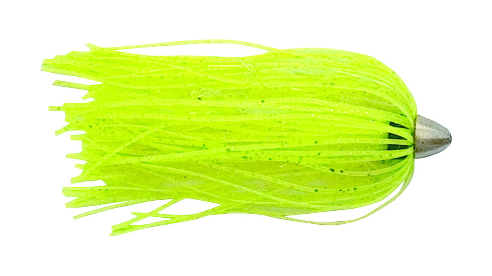 C&amp;H Lures King Buster Lure, 1/8 oz Head, Chartreuse/Pearl Mylar Skirt, 2.5 in, 3 Piece, CH-KB17