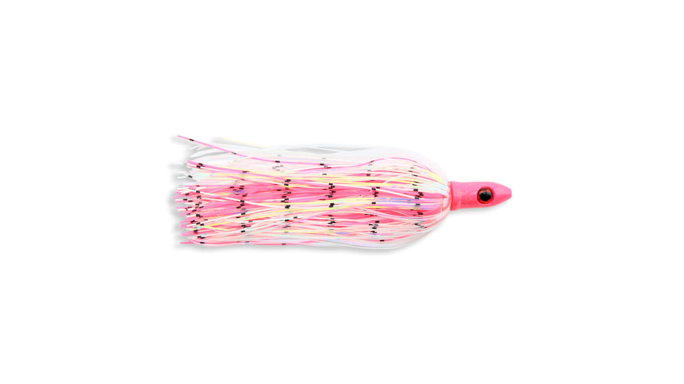 C&amp;H Lures Mahi Buster Bling 1oz, 6in, 1oz, Pink Silver Glitter Head, Pink/White/Pearl Disco Holographic Skirt, CH-MB02-1