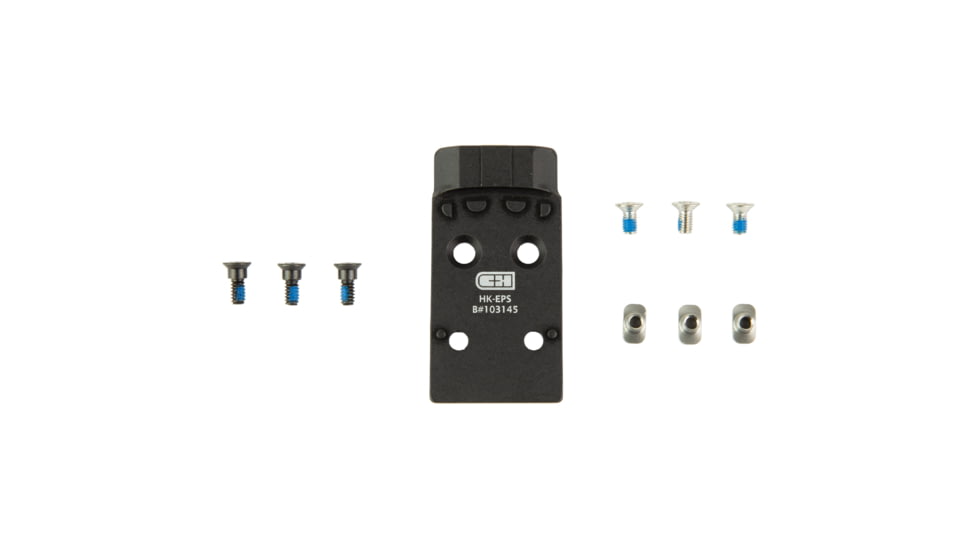 C&amp;H Precision Weapons VP9 Holosun EPS/EPS Carry/SCS Carry Optic Mounting Plate, MIL-SPEC Type III Hard Anodized, Black, HK-EPS