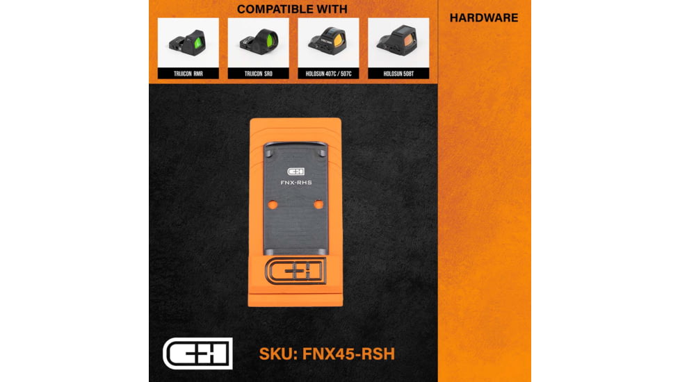 C&amp;H Precision Weapons FNX-45 Adapter Plate,Trijicon RMR, SRO &amp; Holosun 407C, 507C, 508C, 508T, Black, FNX45-RSH