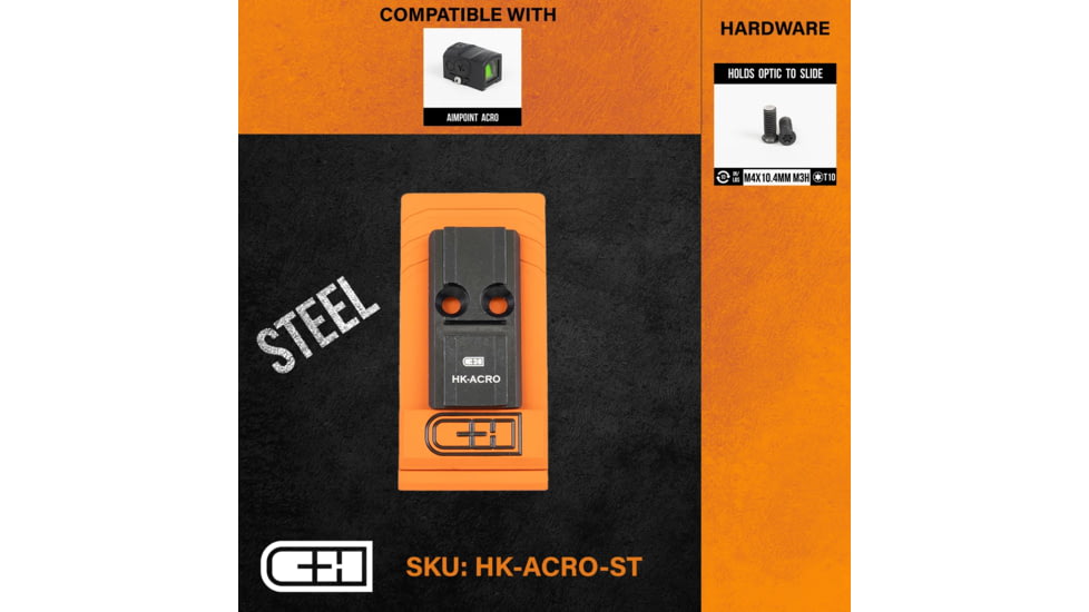C&amp;H Precision Weapons Optics Adapter Plate, Hk 2020 Vp9 V4 Mil/leo, Aimpoint ACRO, HK-ACRO-ST
