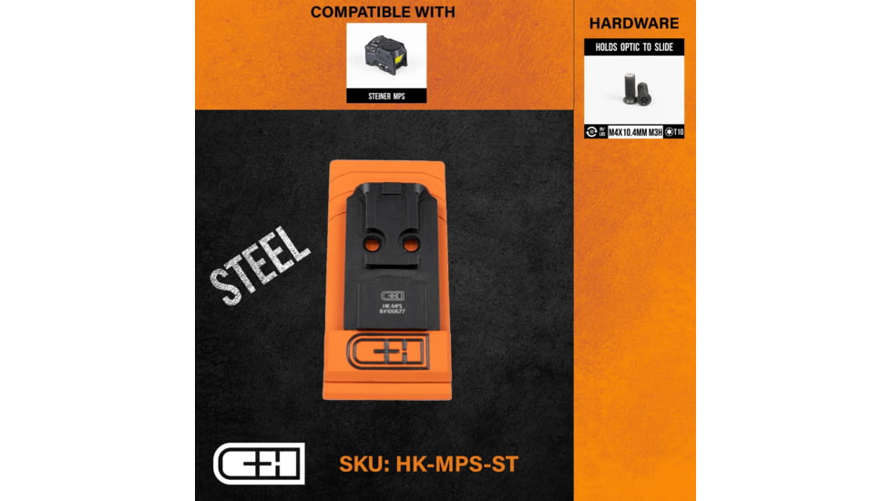 C&amp;H Precision Weapons Optics Adapter Plate, Hk 2020 Vp9 V4 Mil/leo, Steiner MPS, HK-MPS-ST