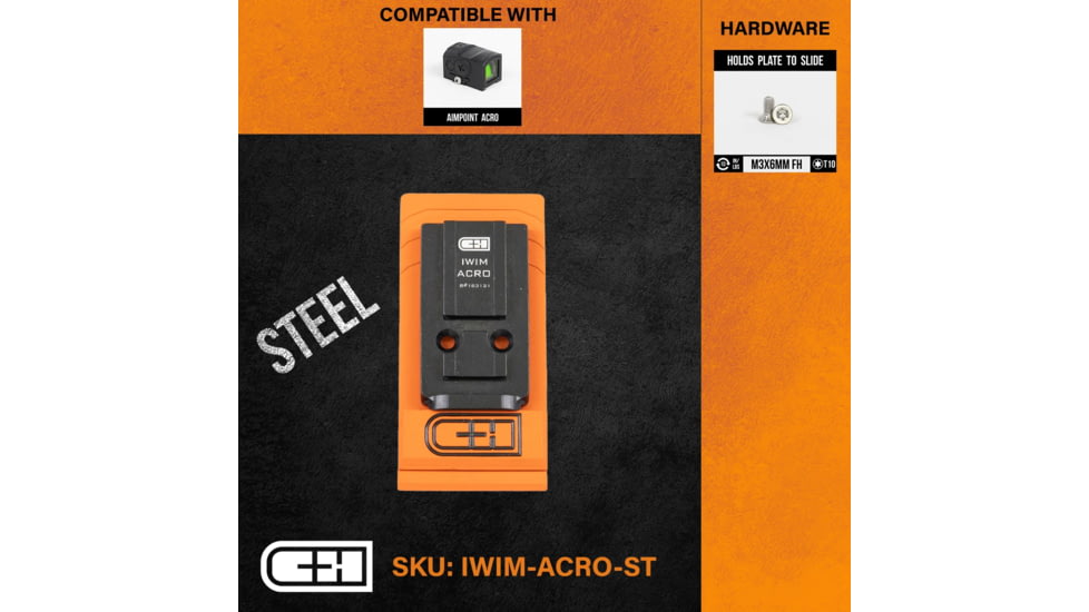 C&amp;H Precision Weapons Optics Adapter Plate, Iwi Masada, Aimpoint ACRO, IWIM-ACRO-ST