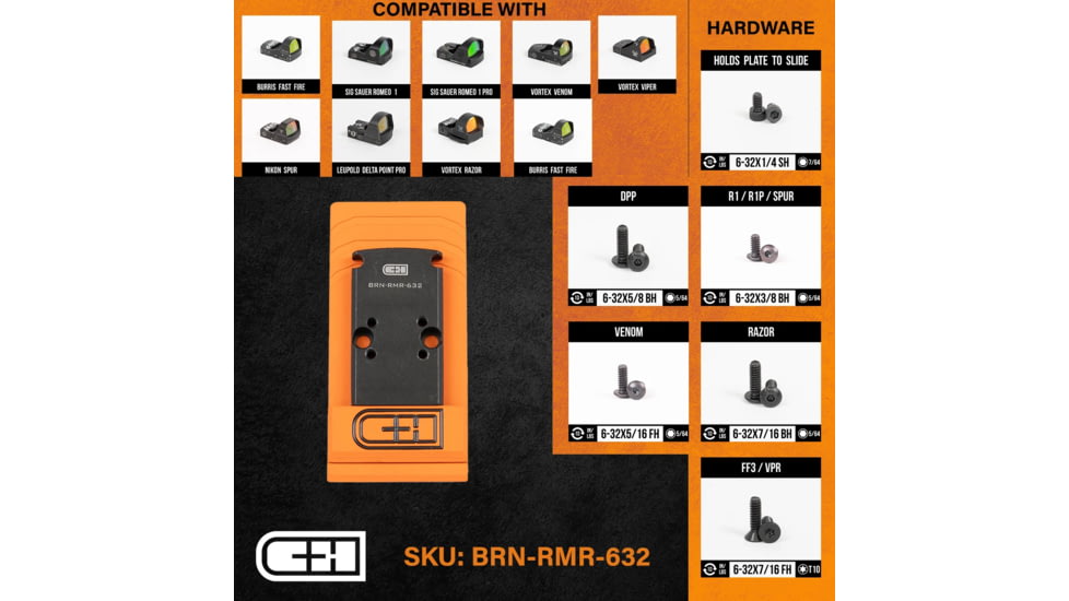 Optics Adapter Plate - RMR Footprint w/o ZEV Posts (6-32 Holes) to All Other Optics