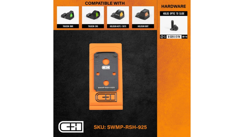 Optics Adapter Plate - S&amp;W M1.0 CORE to Trijicon RMR/SRO/Holosun 407C/507C/508C/508T