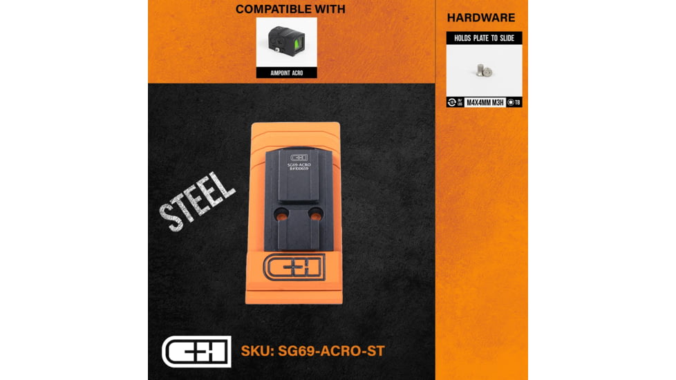 C&amp;H Precision Weapons Optics Adapter Plate, Sig P226/P229 RX/Pro/Axg, Aimpoint ACRO, SG69-ACRO-ST