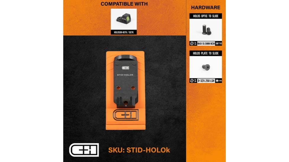 C&amp;H Precision Weapons Optics Adapter Plate Staccato Duo Low Witness, Holosun 407K/507K, STID-HOLOK