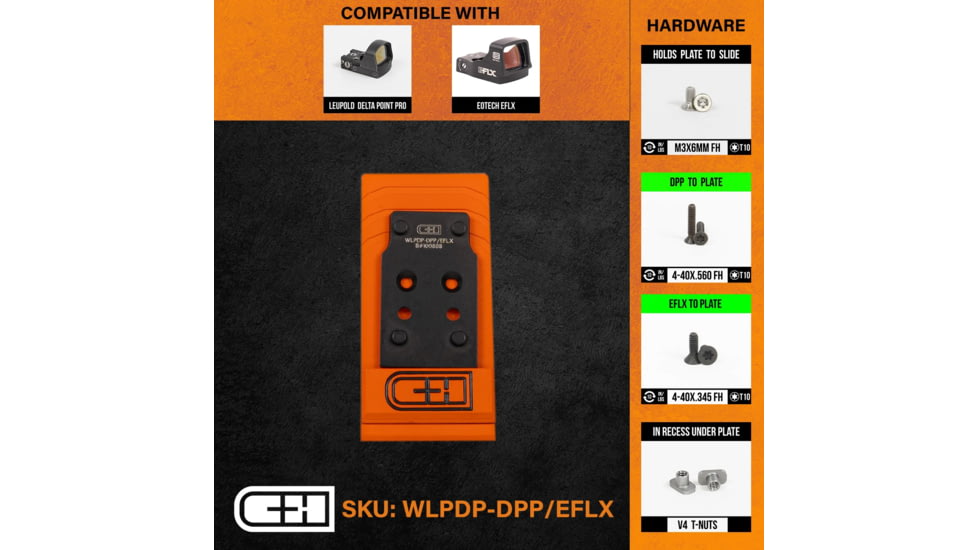 C&amp;H Precision Weapons Optics Adapter Plate Walther Defense Pdp 1.0, Leupold Delta Point Pro, WLPDP-DPPEFLX