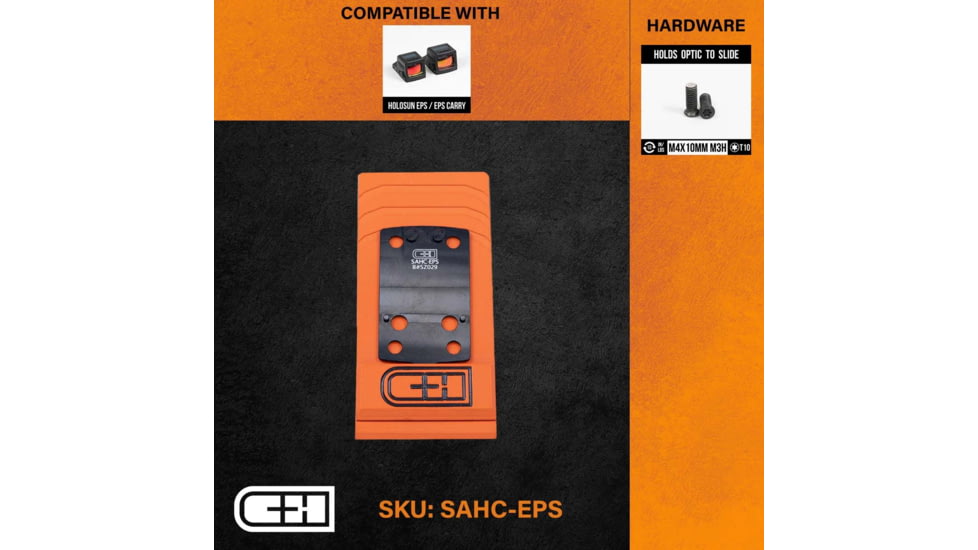 C&amp;H Precision Weapons Springfield Hellcat w/ RMSc Footprint Adapter Plate, Holosun EPS/EPS Carry, Black, SAHC-EPS
