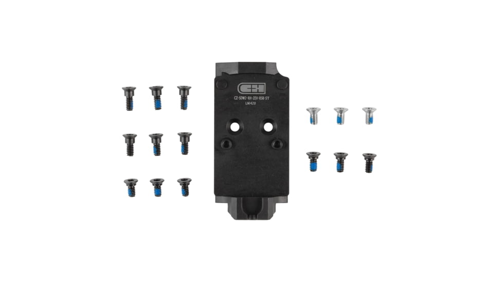 C&amp;H Precision Weapons CZ Shadow 2 Optics Ready V4 MIL Optic Mounting Plate, Holosun 407C, 507C, 507Comp, 508T, Trijicon RMR, Black, CZ-SDW2-RH-ZEV-RSR-ST