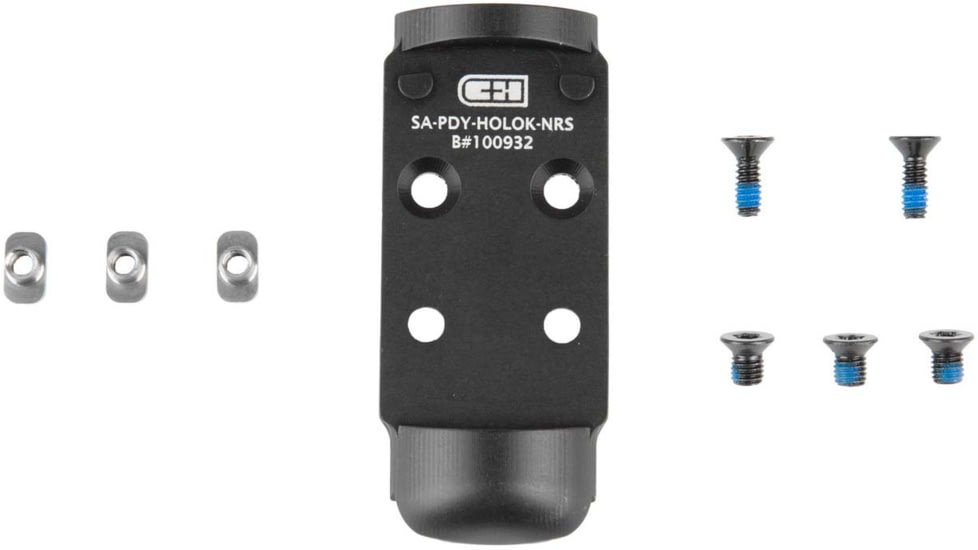 C&amp;H Precision Weapons Agency Optic System Optic Mounting Plate, Holosun 407K/507K, Matte Finish, Black, AOS-HOLOk-NRS