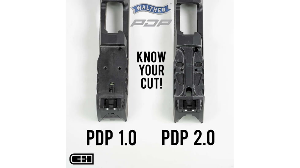 C&amp;H Precision Weapons Walther Defense PDP 2.0 Adapter Plate, Trijicon RMR,SRO, HOLOSUN 407C, 507C, 508C, 508, Black, WLPDP2.0-RSH