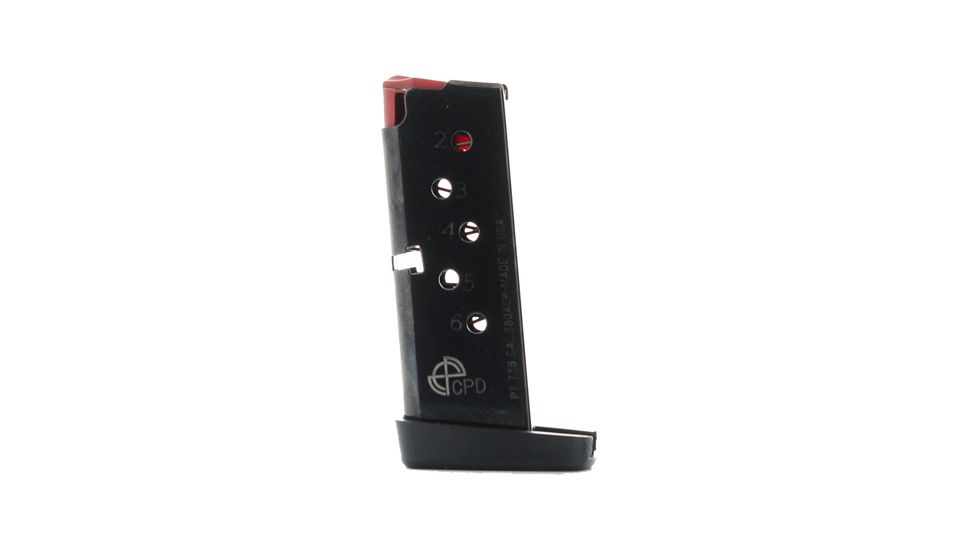 Duramag CBS Magazine, Taurus TCP Compatible, CBS Spring CPD Plate, .380 ACP, 6RD, High Gloss, Black/Red, 6X38141208TCPD-6RD