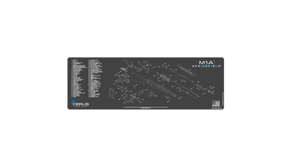 Cerus Gear SPRINGFIELD M1A SCHEMATIC RIFLE PROMAT - CHARCOAL GRAY/CERUS BLUE DE99141A, CERRMM1ASCHGRY