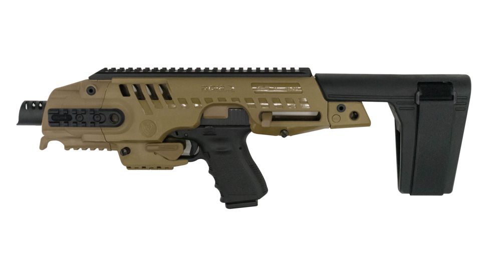CAA Roni Conversion w/Stability Brace - Non NFA, Glock 17/17C/18/19/19C/22/23/25/31/32, Tan, RONIG2-9-STAB03