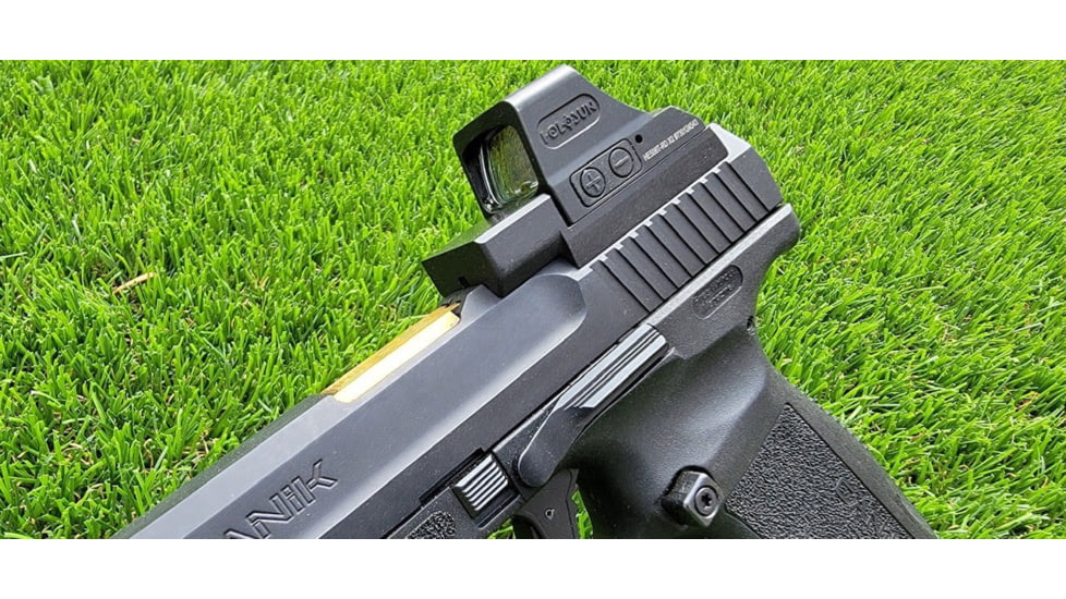 Calculated Kinetics Canik TP9/SFX Dogtag Optic Plate, Holosun K Footprint/RMSc, Black, TP9-SFXMRMSCDT