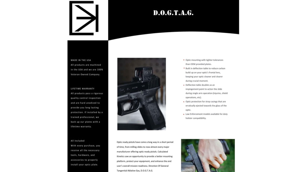 Calculated Kinetics F Series Walther PDP 2.0 Gogtag Optic Plate, Holosun 509T, Black, WALTHPDP-509DT