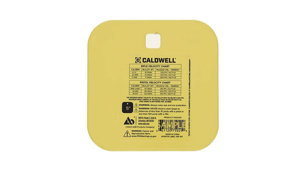 Caldwell AR500 5in Gong Target, Yellow, 4002311