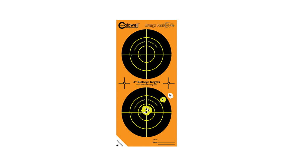 Caldwell Orange Peel Bulls Eye Targets w/ Dual-color Flake-off, 3in, 75 Sheets 345468 