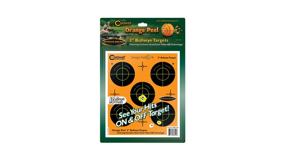 Caldwell Orange Peel Bulls Eye Targets w/ Dual-color Flake-off, 2in, 10 Sheets 686444 