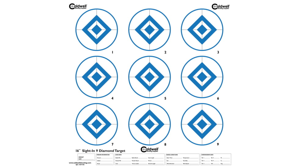 Caldwell Paper Target, 16in, 9-Diamond Blue, 10 Pack, 1175519