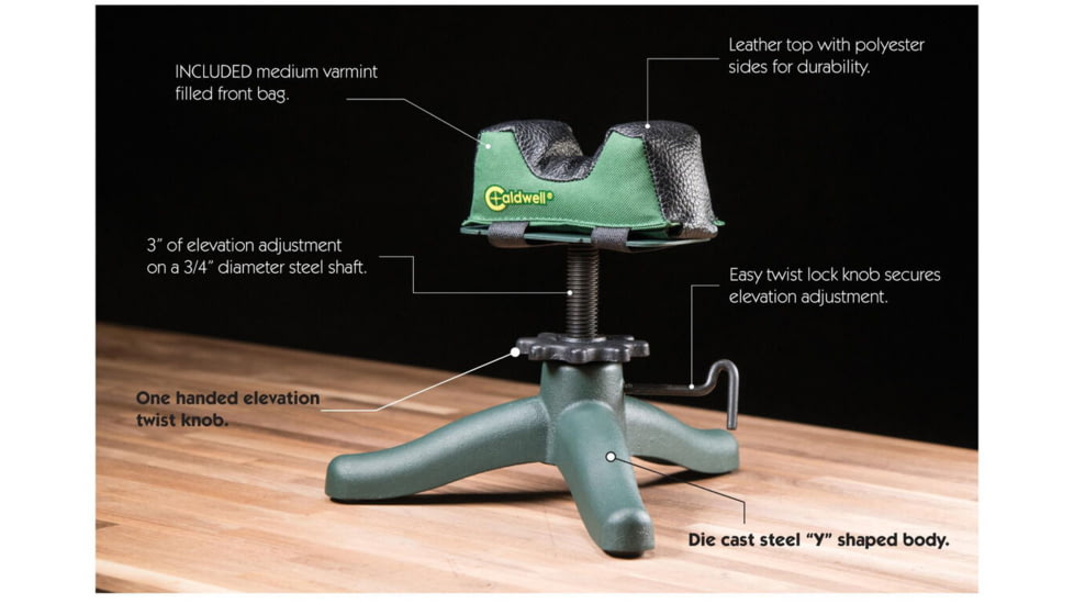 Caldwell Rock Jr Front Shooting Rest w/ Rubber and Metal Spike Feet 323225