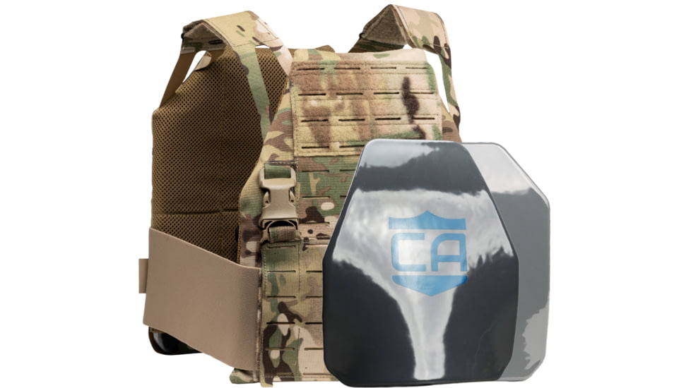 Caliber Armor Caliber AR550 DV8 - Level III+ Body PolyShield Armor Complete Plate Carrier Package, Shooter/SAPI Cut, MultiCam, 10x12in, 19-AR550-SPC-DV8-SC-SAPI-MC