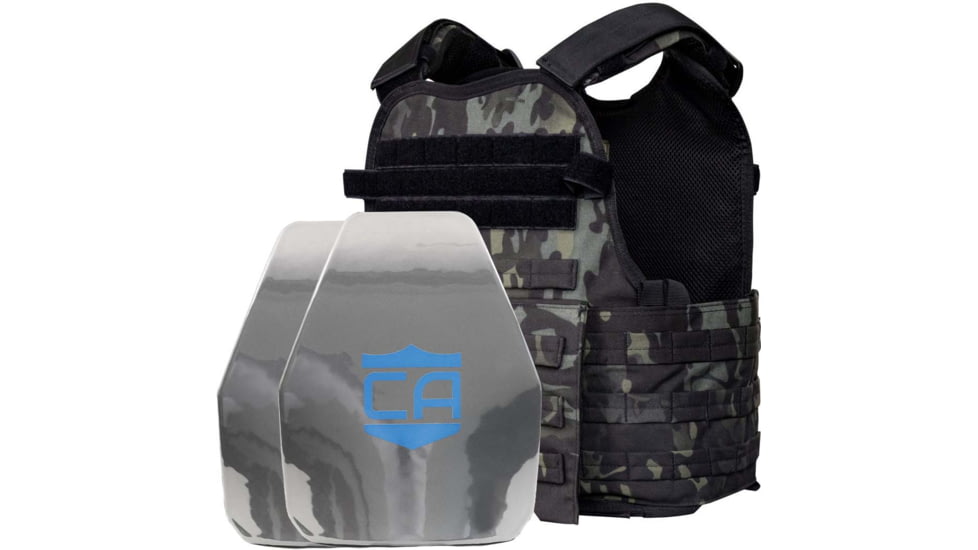 Caliber Armor AR550 11 x 14 Level III+ Body Armor w/ PolyShield Spall Coat and Condor MOPC Package, Black Multicam, Medium/2XL, 19-AR550-MOPC-1114-SPC-BMC