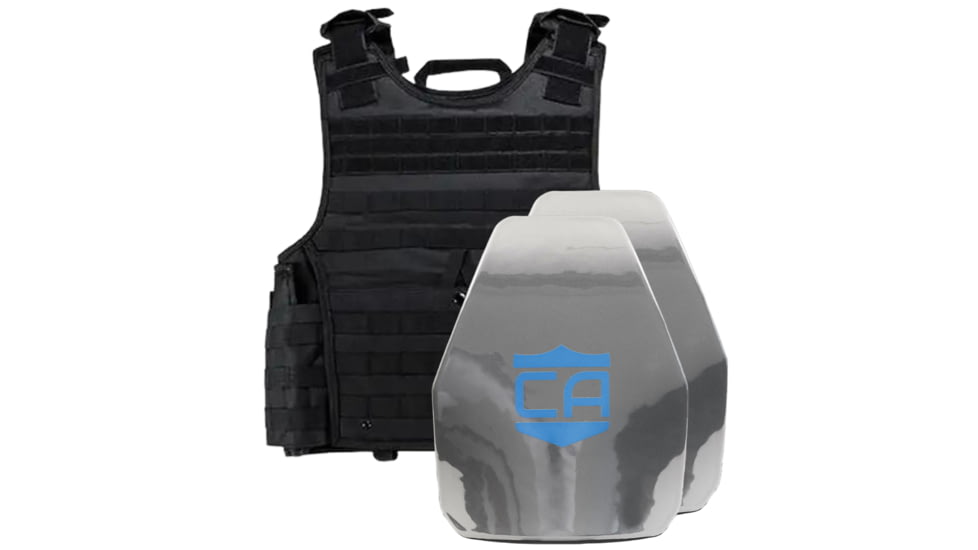 Caliber Armor AR550 III+ VISM Expert 8x10 Body Armor Package, PolyShield Spall Coating, Black, 8 x 10, 19-VISM-0810-SPC-BK