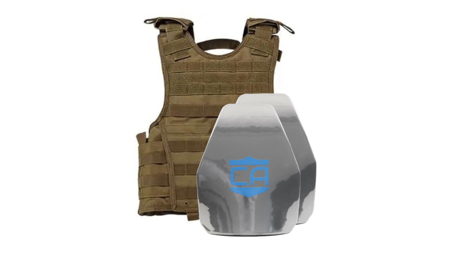 Caliber Armor AR550 III+ VISM Expert 8x10 Body Armor Package, PolyShield Spall Coating, Coyote Tan, 8 x 10, 19-VISM-0810-SPC-CT