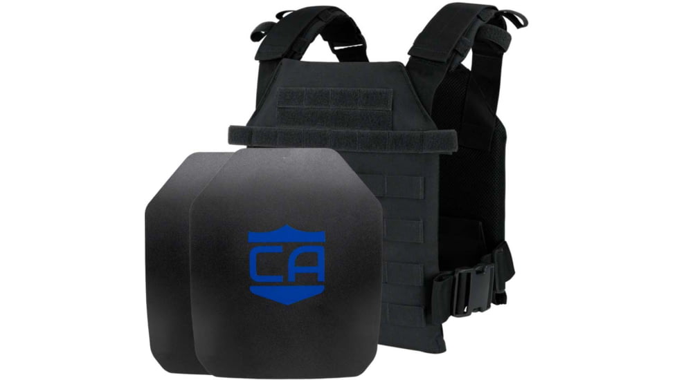 Caliber Armor AR550 Level III+ Active Shooter Response Package, SAPI Cut, Black, Medium/Extra Large, 19-AR550-ASRP-SAPI-BK