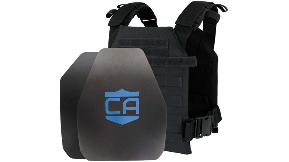 Caliber Armor AR550 Level III+ Active Shooter Response Package, Shoorers, SAPI Cut, Black, Medium/Extra Large, 19-AR550-ASRP-SAPI-SC-BK
