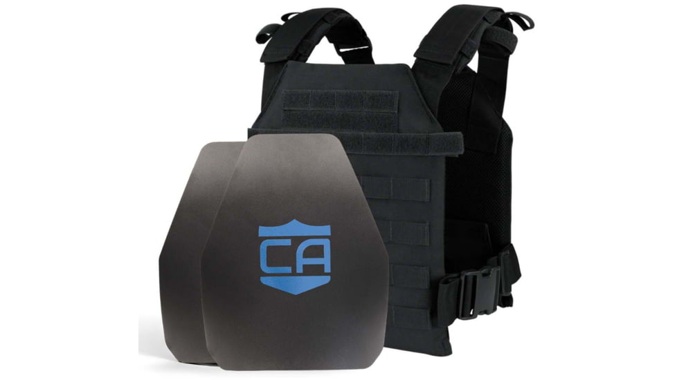 Caliber Armor AR550 Level III+ Active Shooter Response Package, Shooters Cut, Black, Medium/Large, 19-AR550-ASRP-BK