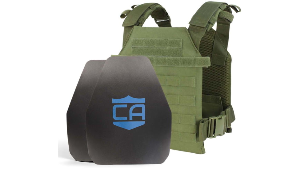 Caliber Armor AR550 Level III+ Active Shooter Response Package, Shooters Cut, OD Green, Medium/Large, 19-AR550-ASRP-OD
