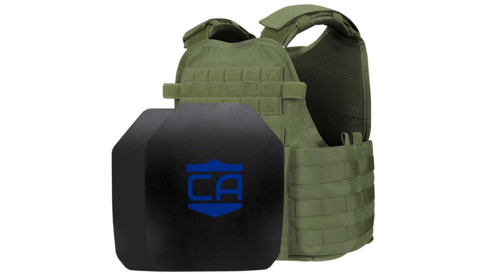 Caliber Armor AR550 Level III+ Body Armor and Condor MOPC Package, SAPI Cut, OD Green, Medium/2XL, 19-AR550-MOPC-SAPI-OD