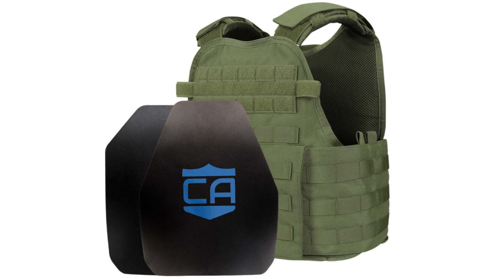 Caliber Armor AR550 Level III+ Body Armor and Condor MOPC Package, Shooters, SAPI Cut, OD Green, Medium/2XL, 19-AR550-MOPC-SAPI-SC-OD