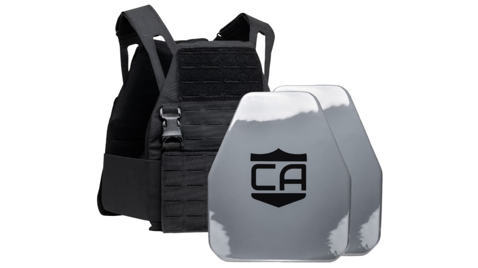 Caliber Armor Caliber AV2 DV8 - RF2 Body Armor Package, Shooters Cut and SAPI Cut Back, Black, 10 x 12, 19-L-BK