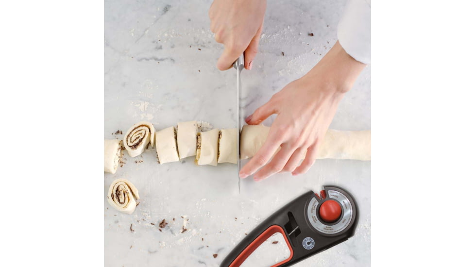 Caliber Gourmet Adjustable Knife Sharpener, 9.5in x 2.3in x 3.5in, Black/Red ABS &amp; TPE Body, CBG-KS-1