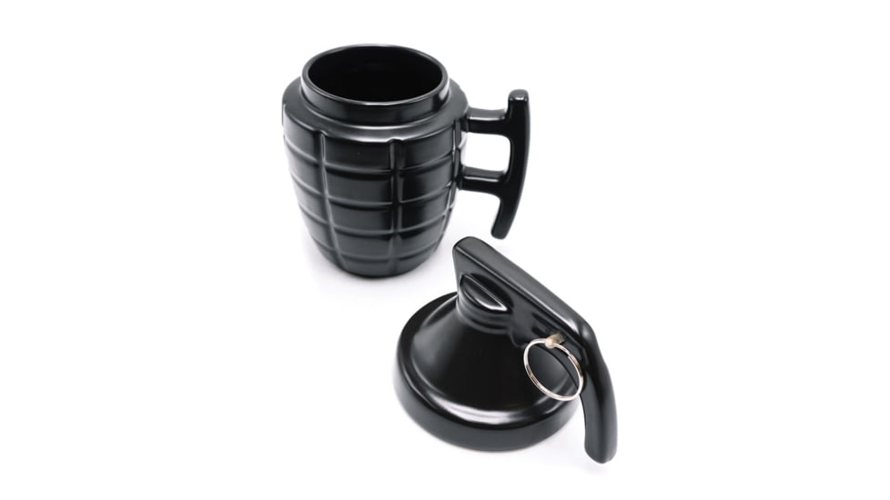 Caliber Gourmet Grenade Mug w/ Lid, 22oz, Black, Ceramic, CBG-M-1069
