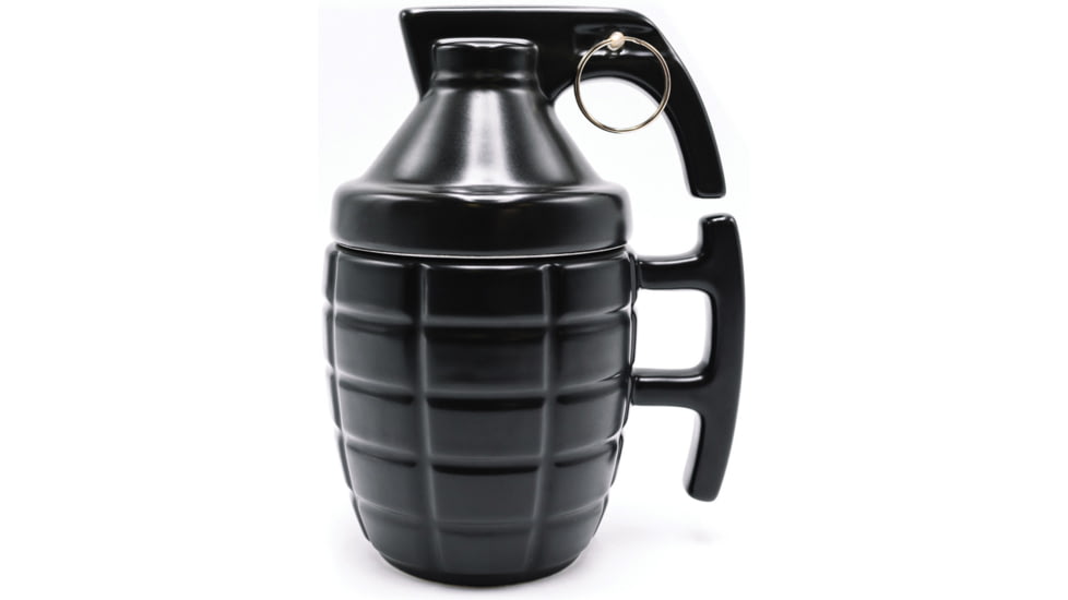 Caliber Gourmet Grenade Mug w/ Lid, 22oz, Black, Ceramic, CBG-M-1069