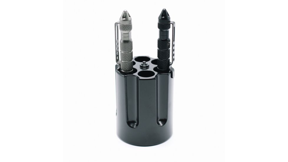 Caliber Gourmet Revolver Cylinder Pen Holder, Black, 2.75 x 2.75 x 3.50 in CBG-1007-BK