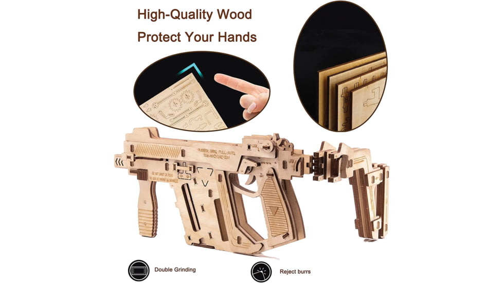 Caliber Gourmet 188-Piece 3D Rubber Band Gun Puzzle, Machine Gun Replica, Plywood, CBG-P2L-02MG