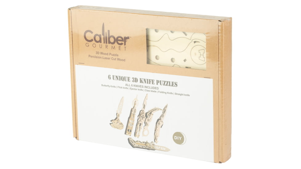 Caliber Gourmet Wood Knife Puzzles, 6 Pack, Brown, CBG-PZ-03K