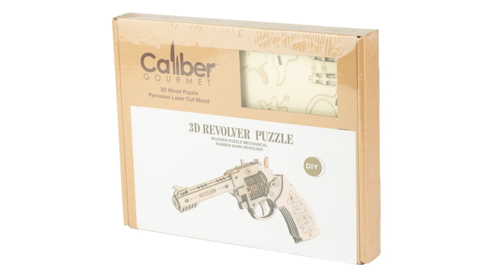 Caliber Gourmet Wood Revolver Puzzle, Brown, CBG-PZ-4R