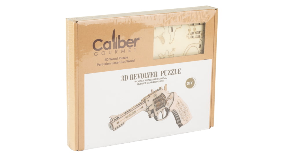 Caliber Gourmet Wood Revolver Puzzle, Brown, CBG-PZ-4R