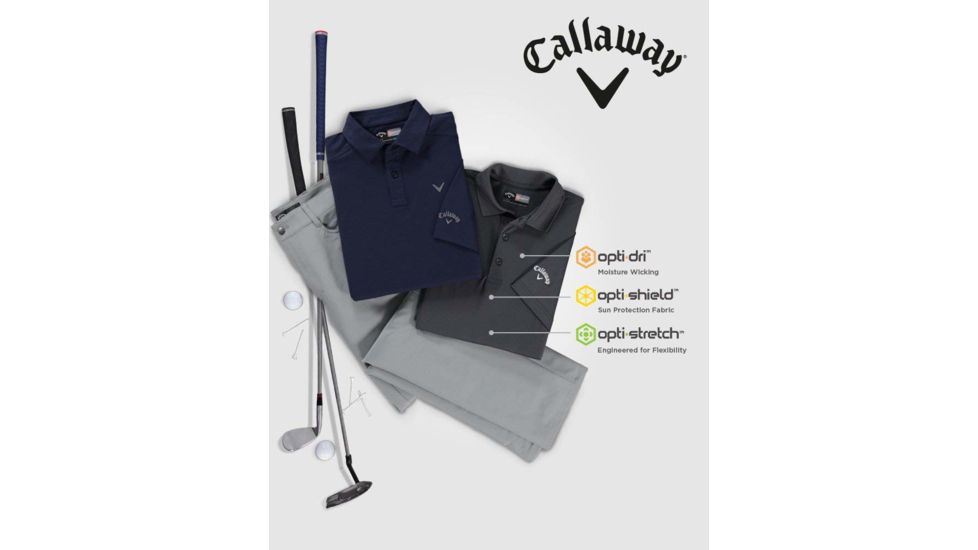 Callaway Opti-Dri Solid Short Sleve Polo - Mens, White, Large, CGKS60M6-100