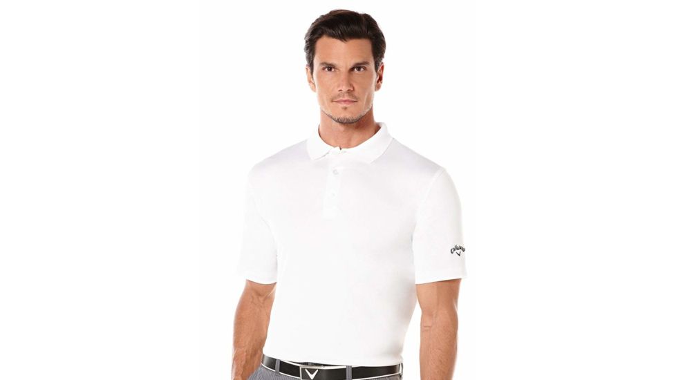 Callaway Opti-Dri Solid Short Sleve Polo - Mens, White, Large, CGKS60M6-100