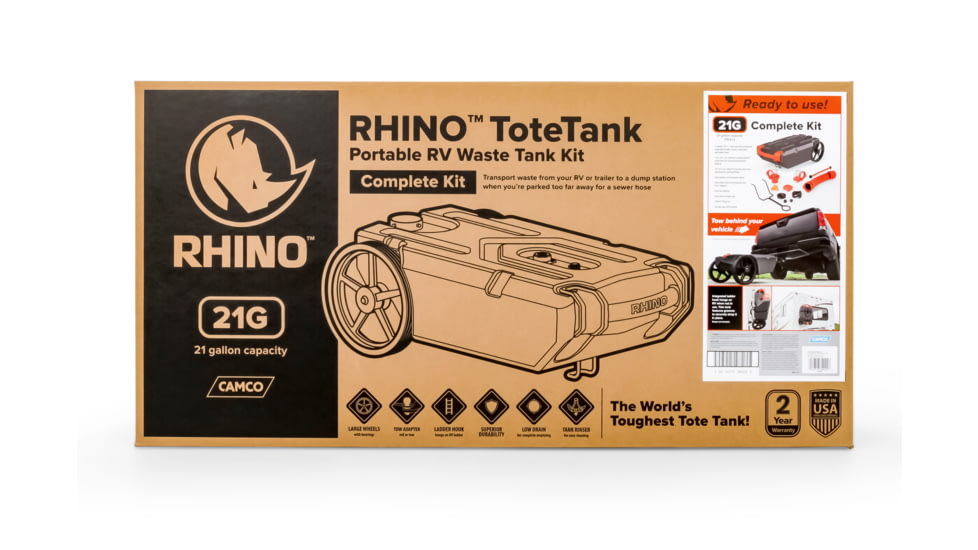 Camco Rhino RV Sewer Waste Tote Tank - 21 Gallon, 39002