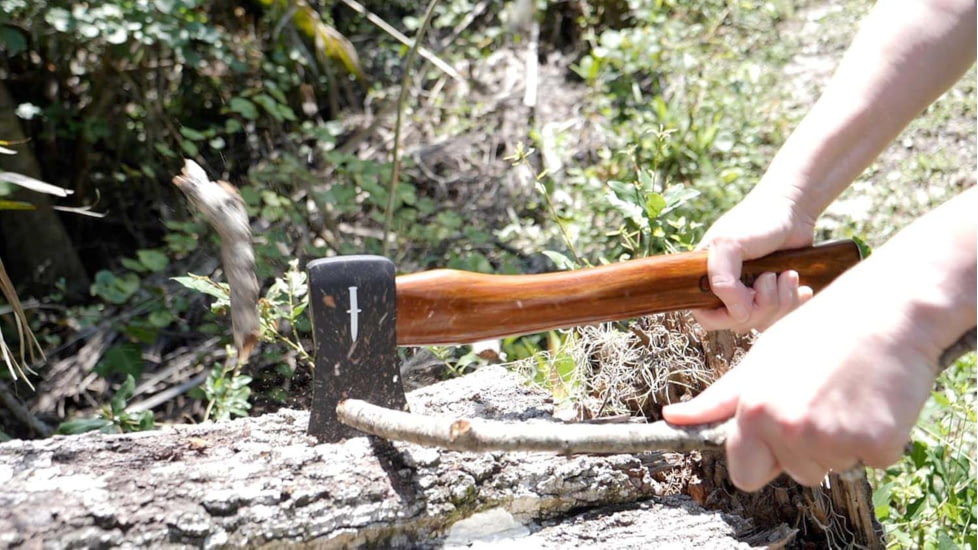 CrossFire American Hickory Hatchet Axe, 14 in Blade, Carbon Steel, Plain, 19345