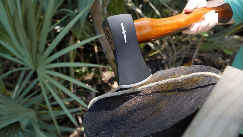 CrossFire American Hickory Hatchet Axe, 14 in Blade, Carbon Steel, Plain, 19345